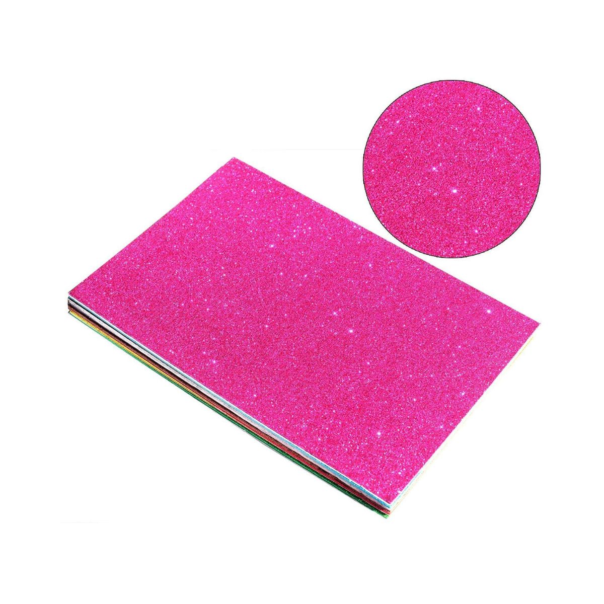 Qatalitic Self Adhesive Easy to Peel Off Glitter EVA Foam Sheets, A4 Size, Pack of 10