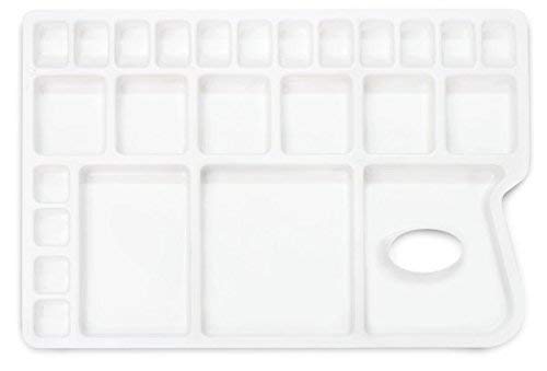 Qatalitic 25 Well Painting Palette, Containing 16 Colour Compartments, 8 Mixing and 1 Water Storing Compartments, for Acrylic Colour, Watercolour and Oil Painting
