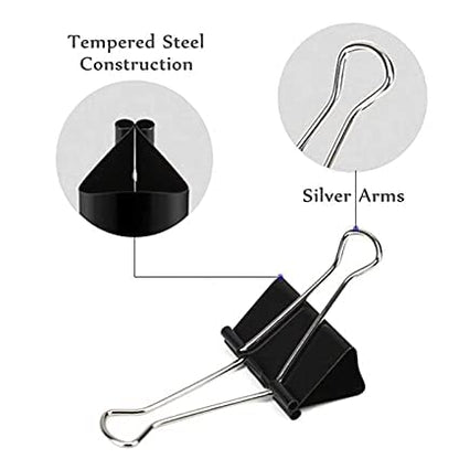 Qatalitic 36 Pcs 25mm Black Binder Clips Set, Rust Resistant, Re-usable Black Binder Clip, for Office, Home and Crafting Projects