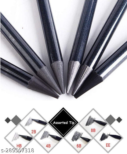 Qatalitic Woodless Graphite Black Charcoal Pencil Set of 6 | Sketching, Shading | Drawing Shading Pencils for Beginners to Professionals | Non-Toxic Sketching Pencils Art Supplies