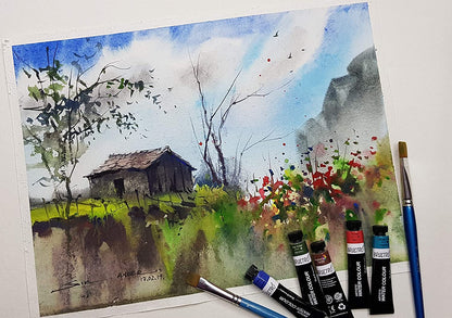 Qatalitic: Set - 12 Vivid Colors in 12ml Tubes, Artists Quality Opaque Watercolors for Crafting and Fine Art Projects