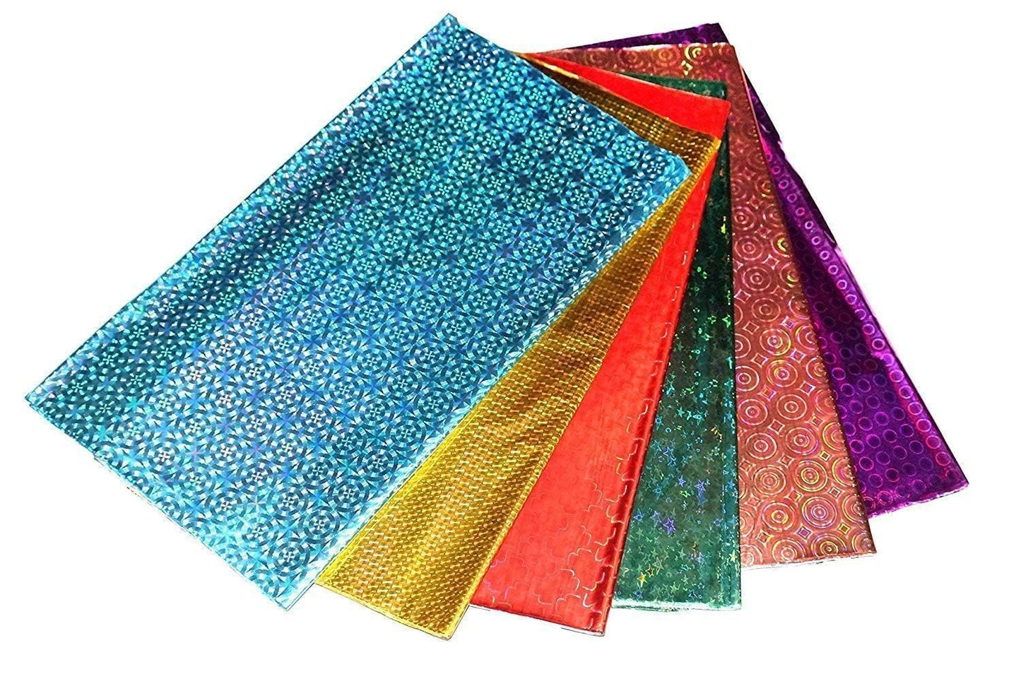 Qatalitic Pack of 25 Multicolour Holographic Metallic Gift Wrapping Sheets, 65cm X 45cm
