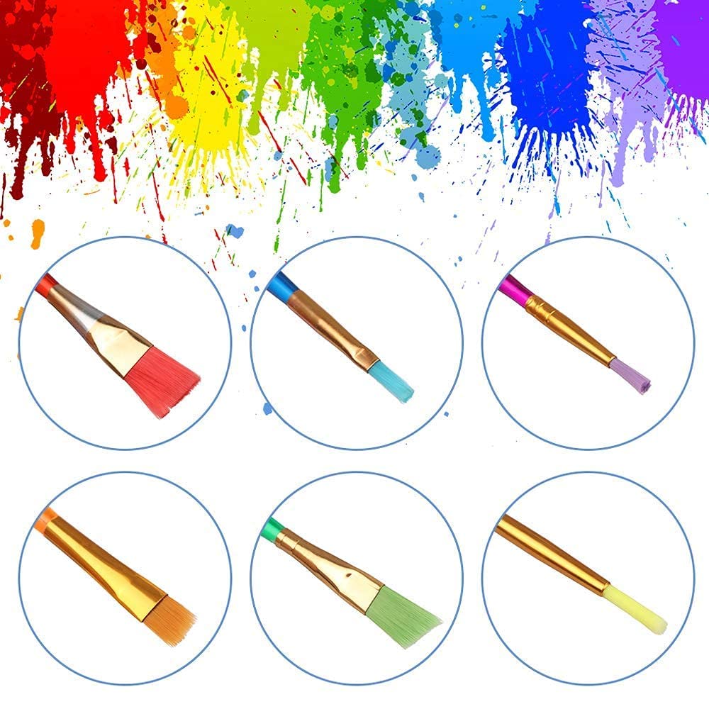 Qatalitic Set of 6 Different Sizes Synthetic Flat Paint Brush for Oil, Nail Brush Art, Artist Acrylic Painting (Synthetic Hair, Plastic)