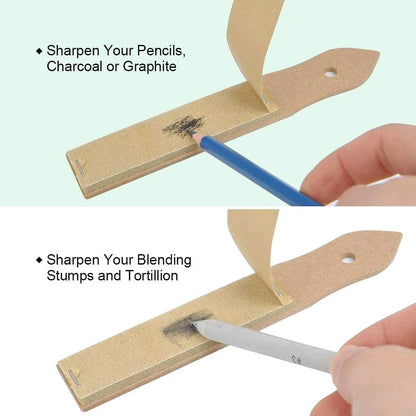 Qatalitic 6 Pcs Blending Paper Stumps Set with Sandpaper & Kneadable Art Eraser, Tortillons Paper Art Blenders & Sandpaper for Pencil Sharpener Pointer, Charcoal Sketch Drawing Tools, for Artists