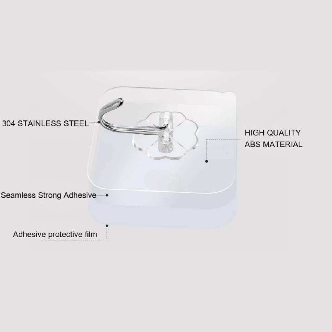 Qatalitic Enterprise PVC Wall Hooks, Pack of 15, Transparent
