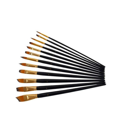 Set of 12 Professional & Exclusive Fine Art Long Handled Premium Paint Brush Set