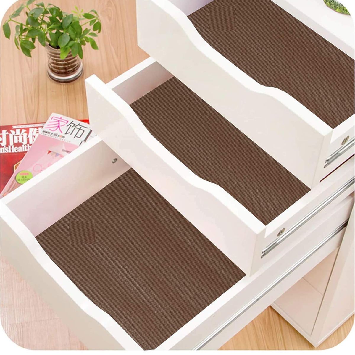 EVA Anti Slip Mat/Sheet for Fridge, Bathroom, Kitchen, Drawer, Shelf Liner, 45 cm X 1.5 m Coffee Brown
