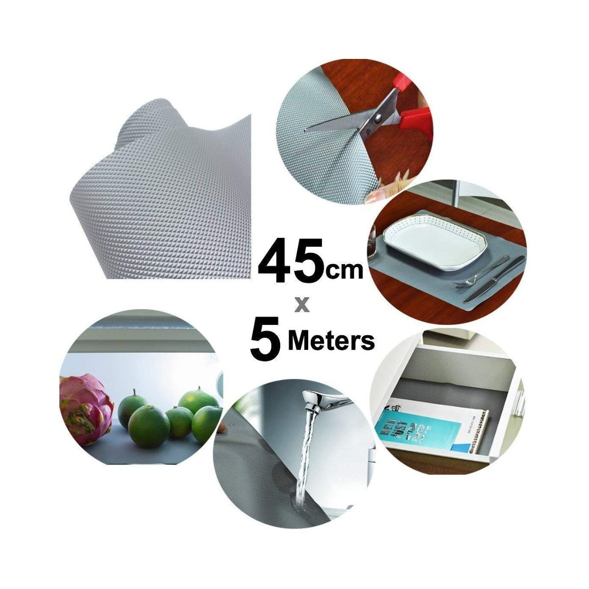 EVA Useful and Multipurpose (45 cm x 500 cm) Anti Slip Mat/Sheet for Fridge, Bathroom, Kitchen, Drawer, Shelf Liner.