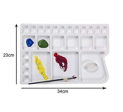 Qatalitic 25 Well Painting Palette, Containing 16 Colour Compartments, 8 Mixing and 1 Water Storing Compartments, for Acrylic Colour, Watercolour and Oil Painting