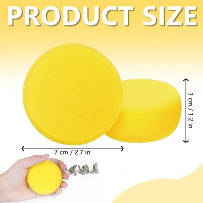 Qatalitic  6pcs Yellow Round Sponges dabber Painting Sponges Synthetic Artist Sponge Watercolors Sponge for Art & Craft Pottery Clay Cleaning Ceramics Wall