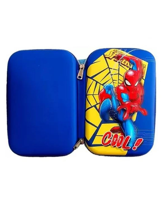 Qatalitic Big Size EVA 3D Cover Pencil Case, Large Capacity (Spiderman) Pencil Case with Compartments, School Pouch Organizer for Students, Stylish Pen Holder Pouch, Art Pencil Box (Blue)