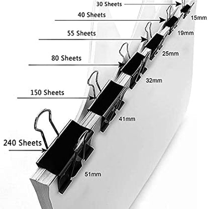 Qatalitic 36 Pcs 25mm Black Binder Clips Set, Rust Resistant, Re-usable Black Binder Clip, for Office, Home and Crafting Projects