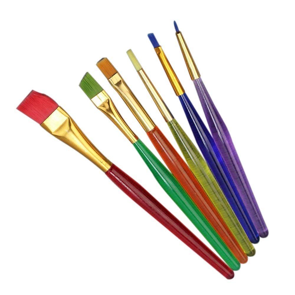 Qatalitic Set of 6 Different Sizes Synthetic Flat Paint Brush for Oil, Nail Brush Art, Artist Acrylic Painting (Synthetic Hair, Plastic)