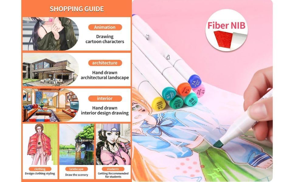 Qatalitic 36 Colours Alcohol Based Markers, Dual Tip Art Marker Set (Fine and Chisel Tip), with Carrying Plastic Box, For DIY Art, Colouring Illustrations, Great Value Pack For Kids, Adults & Students