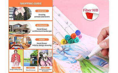 Qatalitic 36 Colours Alcohol Based Markers, Dual Tip Art Marker Set (Fine and Chisel Tip), with Carrying Plastic Box, For DIY Art, Colouring Illustrations, Great Value Pack For Kids, Adults & Students