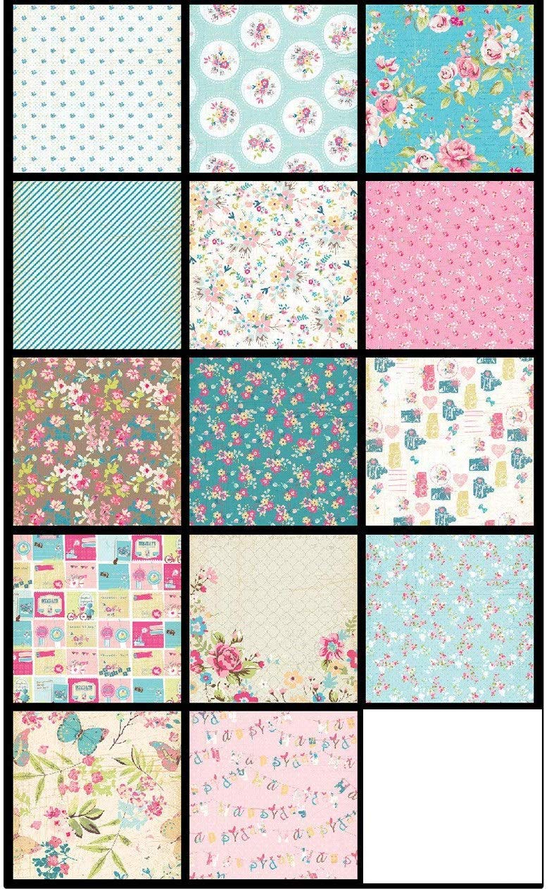 Qatalitic Paper Designer Pattern Design Printed Papers for Art and Craft, DIY Greeting Card Making and Project Book Making (VS8005, 8 X 8 Inch), Set of 40 Sheets