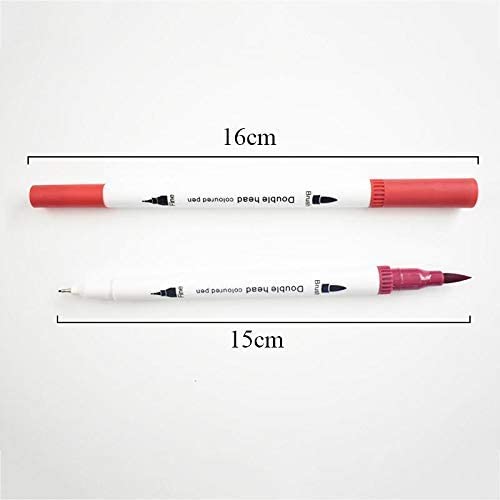 Qatalitic Set of 12 Dual Tip Brush Marker Pens, Brush Tip with Fine Liner 0.4 mm and Markers Pen with 1-2 mm Tip, Double Ended Painting Pen, Used for Drawing, Sketching