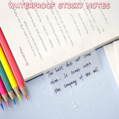 Qatalitic Transparent Sticky Notes (50 Sheets) - 3 x 3 inch, Clear Sticky Notes Waterproof Self-Adhesive Removable, Perfect for Reminders, Books Annotation and for School & Office