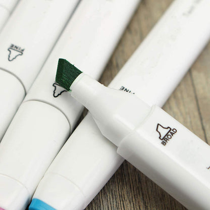 Qatalitic 24 Colours Alcohol Based Markers, Dual Tip Art Marker Set (Fine and Chisel Tip), with Carrying Plastic Box, For DIY Art, Colouring Illustrations, Great Value Pack For Kids, Adults & Students