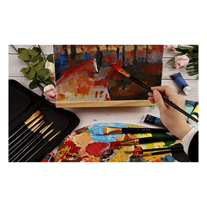 Set of 12 Professional & Exclusive Fine Art Long Handled Premium Paint Brush Set