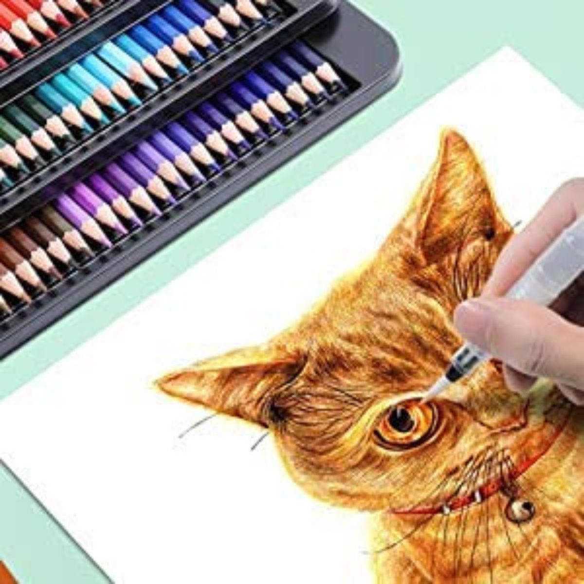 Water Brush Pens – Set of 6 Different Sizes (3 Round Tips and 3 Flat)