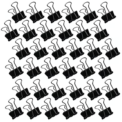 Qatalitic 36 Pcs 25mm Black Binder Clips Set, Rust Resistant, Re-usable Black Binder Clip, for Office, Home and Crafting Projects