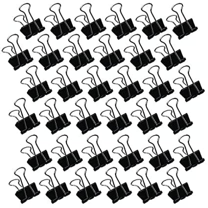 Qatalitic 36 Pcs 25mm Black Binder Clips Set, Rust Resistant, Re-usable Black Binder Clip, for Office, Home and Crafting Projects