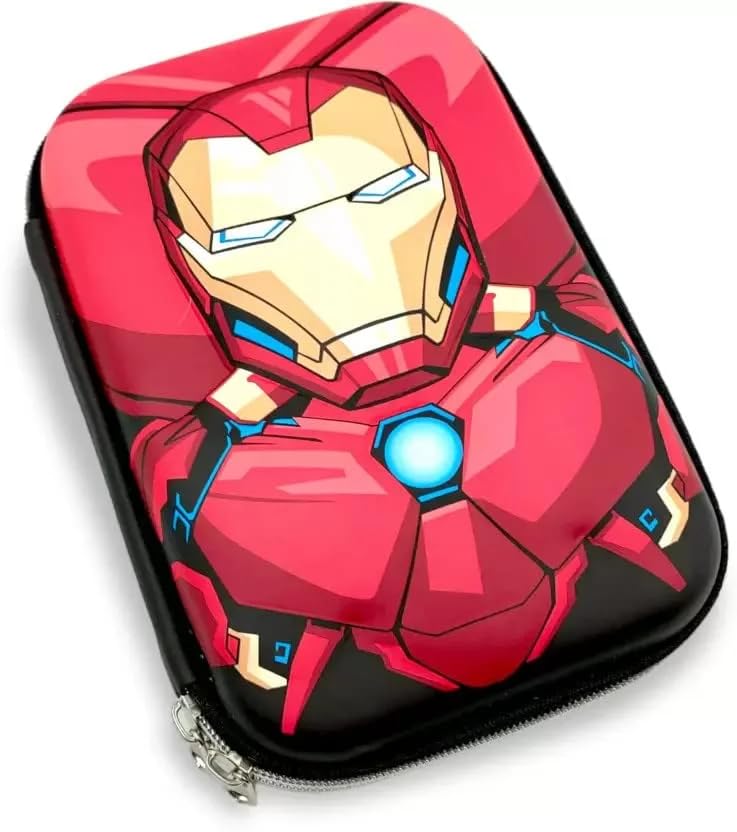 Qatalitic Big Size EVA 3D Cover Pencil Case, Large Capacity (Ironman) Pencil Case with Compartments, School Pouch Organizer for Students, Stylish Pen Holder Pouch, Art Pencil Box (red)