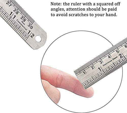 Qatalitic 60 cm Stainless Steel Scale/Ruler (24 inch 2 feet size), Double Sided Measuring Scale for Office, Woodworking, Engineering, Architects, and Students (1 Pack, 1.2mm Thickness)
