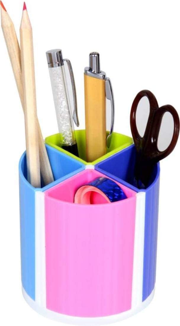 Qatalitic 2 Pcs Rainbow Detachable Pen Stand and Pencil Holders, Unique Pen Stand Comes with 4 Compartments, Rearrange Compartment make 5 Design Pen Stand for Office and Home