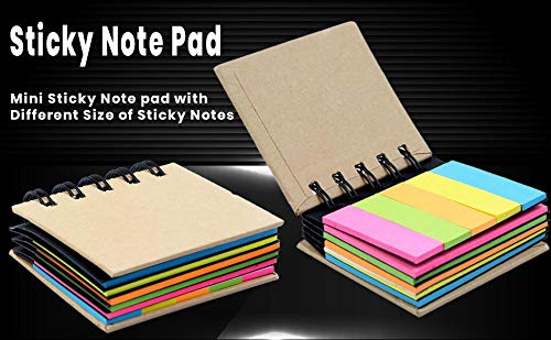 Qatalitic Spiral Sticky Note Pad Pocket size with Adhesive Notes (125 Leaves and 125 Flags)( pack of 5)