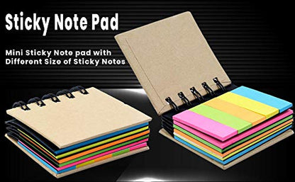 Qatalitic Spiral Sticky Note Pad Pocket size with Adhesive Notes (125 Leaves and 125 Flags)( pack of 5)