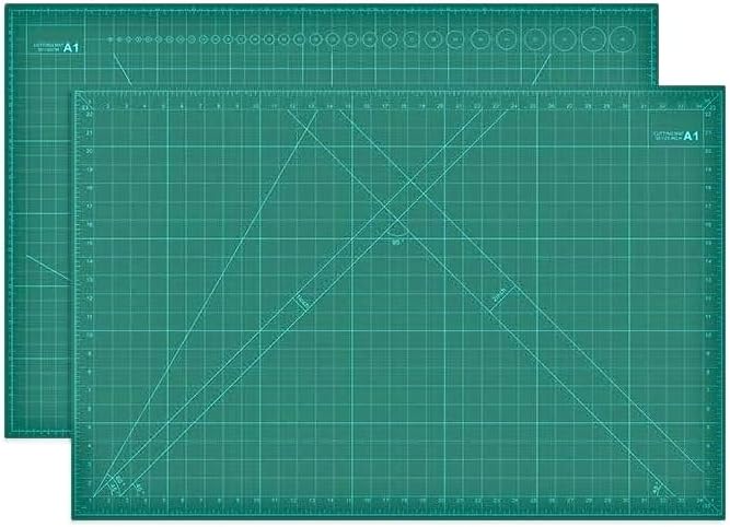 Qatalitic Flexible Cutting Mat, A1 Size (36 X 24 inch), Self-Healing, 5 Layered, Double Sided with Marked Pattern and Grids (Green, Polyvinyl Chloride)