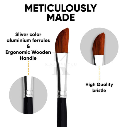 Qatalitic 12 Pcs Paint Brush, Wooden Handle Mix Synthetic Hair Paintbrush Set of 12 Round, Filbert, Fan Nylon Bristles, For Canvas, Watercolour, Acrylic and Oil Painting