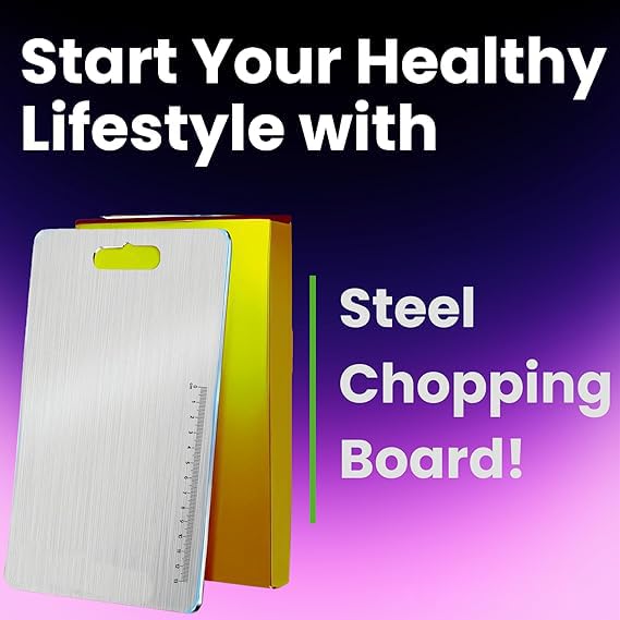 VeriXpress Stainless Steel Multipurpose Chopping Board, Heavy Duty Cutting Board for Vegetable, Fruit Cutting, Kneading Dough, Cake Prep, Safe Durable with Anti-Skid Silicon Pad (Size 31.8 CM X 21 CM)