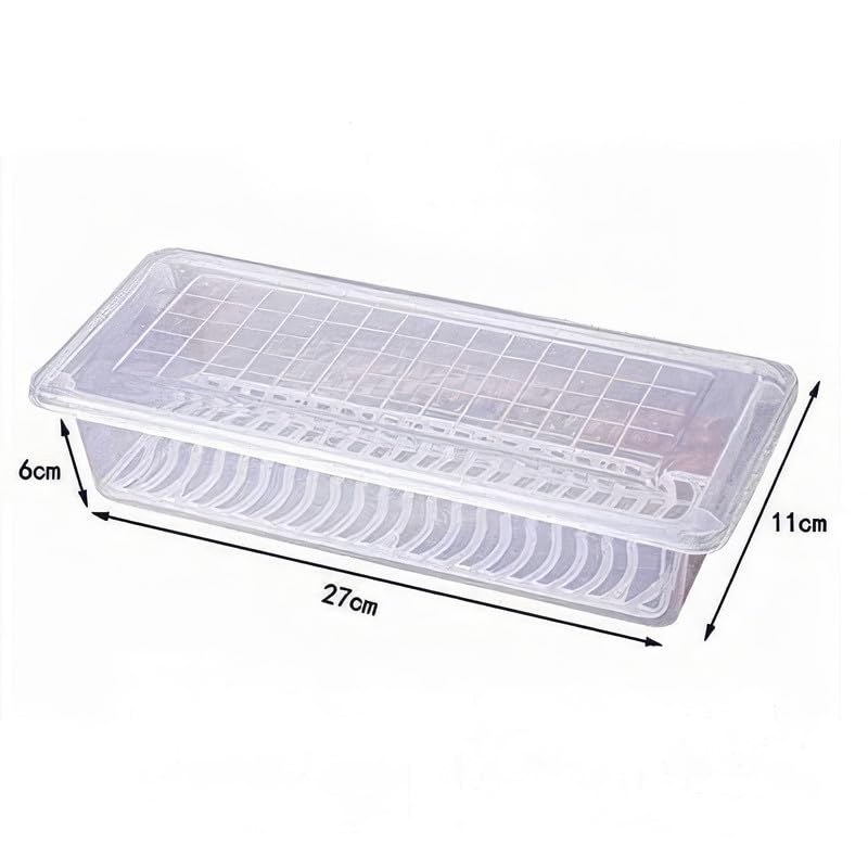 Qatalitic Fridge Storage Containers (Pack of 6), Fridge Organiser Storage Boxes with Removable Drain Plate, Lids, Stackable Organizer, Fridge Storage Box Keep Fruits, Vegetables Fresher, 1500 ML