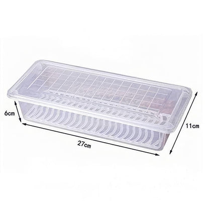 Qatalitic Fridge Storage Containers (Pack of 6), Fridge Organiser Storage Boxes with Removable Drain Plate, Lids, Stackable Organizer, Fridge Storage Box Keep Fruits, Vegetables Fresher, 1500 ML