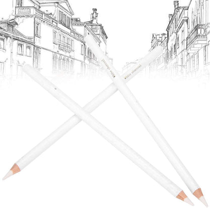 Qatalitic Set of 3 White Charcoal Pencil Premium Pencil for Sketching, Drawing, Shading, Blending, and other Artistic Work