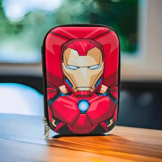 Qatalitic Big Size EVA 3D Cover Pencil Case, Large Capacity (Ironman) Pencil Case with Compartments, School Pouch Organizer for Students, Stylish Pen Holder Pouch, Art Pencil Box (red)