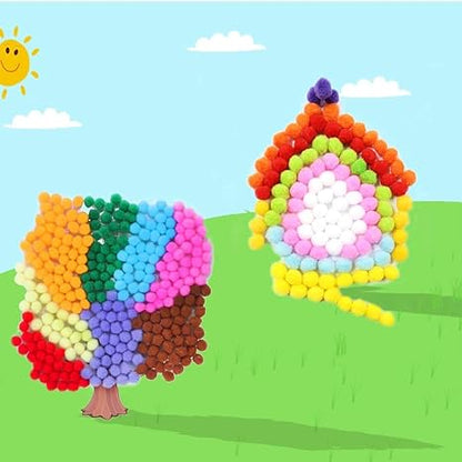 Qatalitic Round Shaped Soft Fluffy Pom-Pom for Art, Craft and Party Decoration, 2cm (Mixed Colour) - Pack of 100