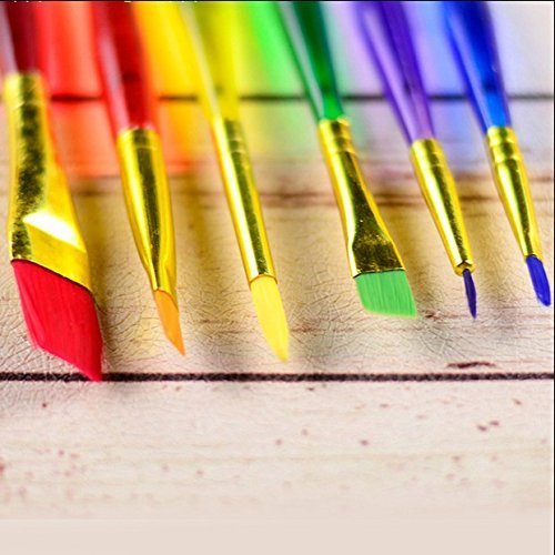 Qatalitic Set of 6 Different Sizes Synthetic Flat Paint Brush for Oil, Nail Brush Art, Artist Acrylic Painting (Synthetic Hair, Plastic)