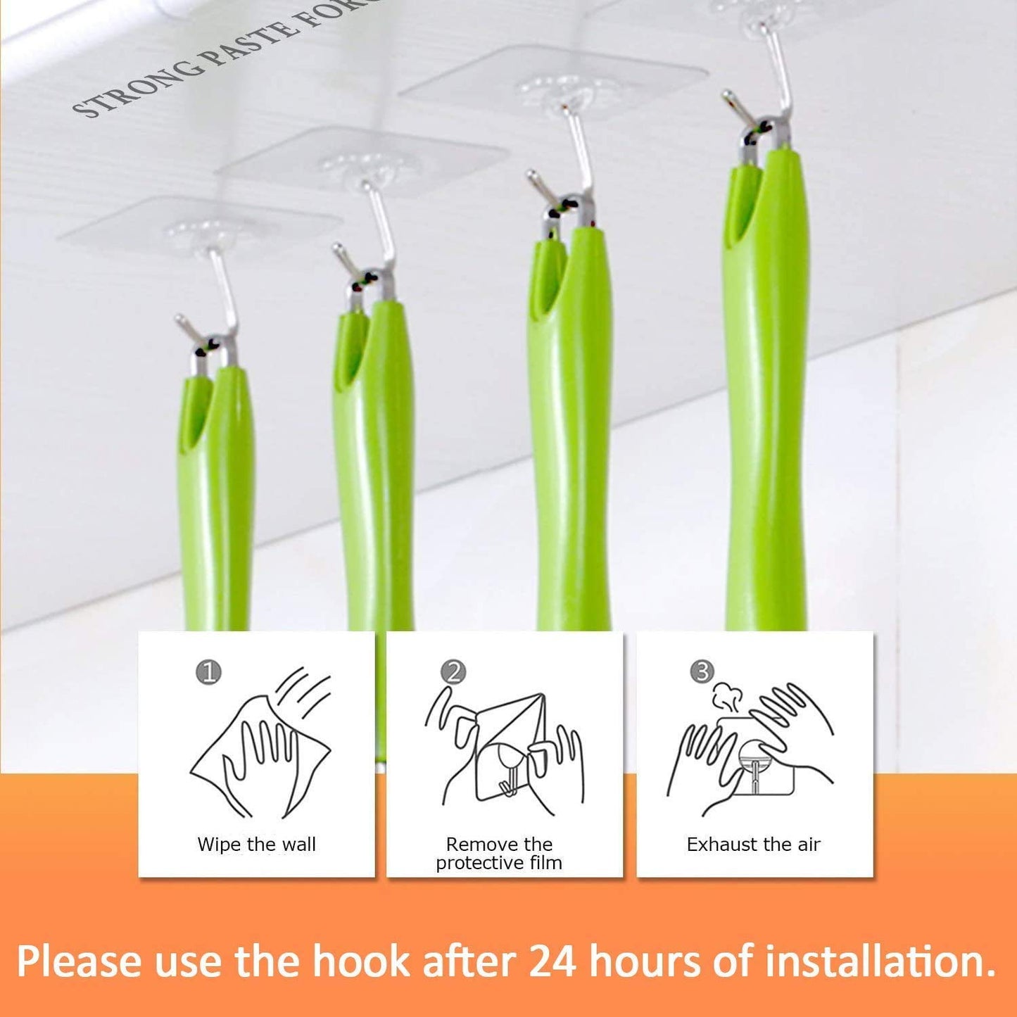 Qatalitic Enterprise PVC Wall Hooks, Pack of 10, Transparent