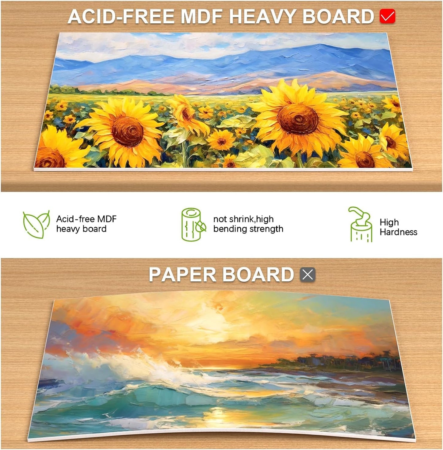 Qatalitic Cotton Canvas Boards for Painting, Pack of 8 Pcs. (2 Each x (5x7, 8x10, 9x12, 10x14 inches) - Multi Pack Art Paint Canvas Boards Set, 100% Cotton Blank Canvases for Oil, Acrylic