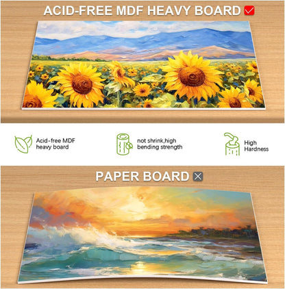 Qatalitic Cotton Canvas Boards for Painting, Pack of 8 Pcs. (2 Each x (5x7, 8x10, 9x12, 10x14 inches) - Multi Pack Art Paint Canvas Boards Set, 100% Cotton Blank Canvases for Oil, Acrylic