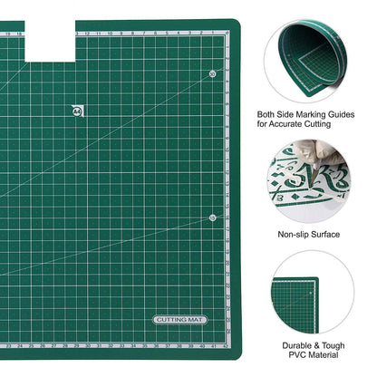 Qatalitic Flexible Cutting Mat, A1 Size (36 X 24 inch), Self-Healing, 5 Layered, Double Sided with Marked Pattern and Grids (Green, Polyvinyl Chloride)