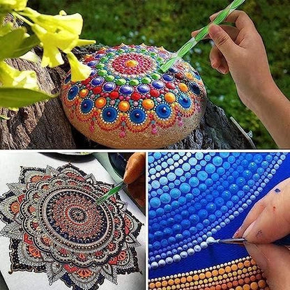Qatalitic 13 Pcs Mandala and Acrylic Dotting Tool Set, Embossing Stylus for Pottery Ceramic and Polymer Clay for DIY Designs, Clay Sculpting