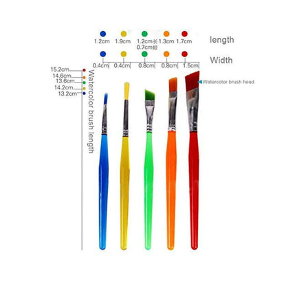 Qatalitic Kids 7 Pcs Painting Brush Set - 5 Pcs Nylon Bristles Brush,1 Pc Palette & 1 Pc Knife for Oil, Gouaches & Acrylic