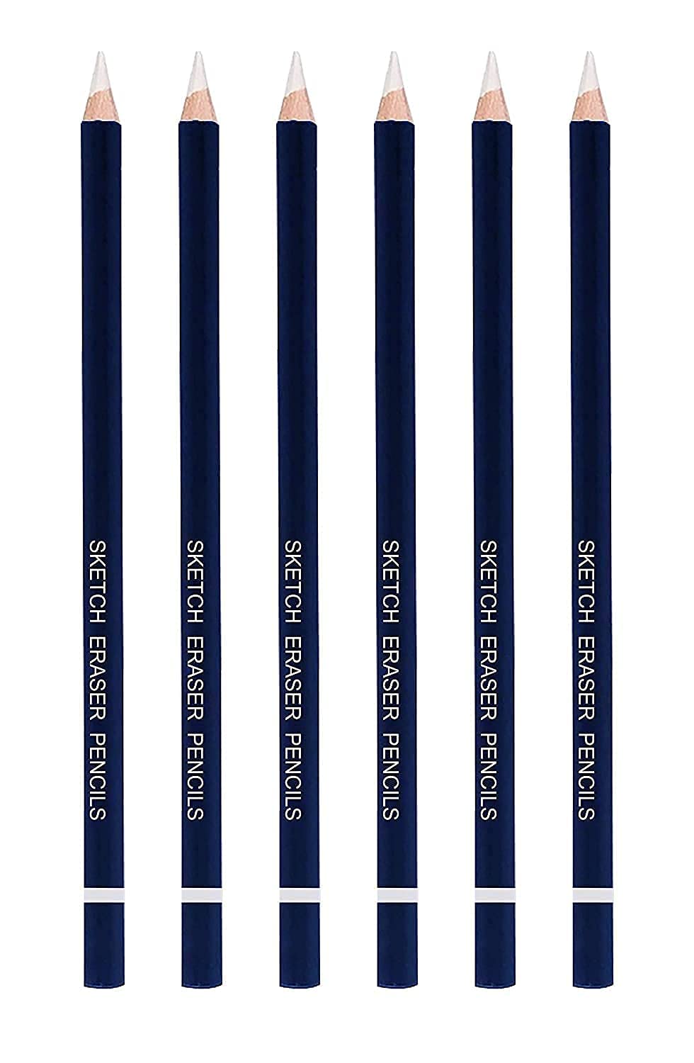 Qatalitic Artist Pencil Erasers - Set of 6,  Sharpenable, non toxic,  for Sketching & Drawing (White & Blue)