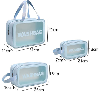 VeriXpress Set of 3 Clear Travel Makeup Pouch Set, Make up Bag for Home & Travel, Toiletries Organizer for Cosmetic, Bag for Women and Girls Toiletry Storage Kit (3, Blue)