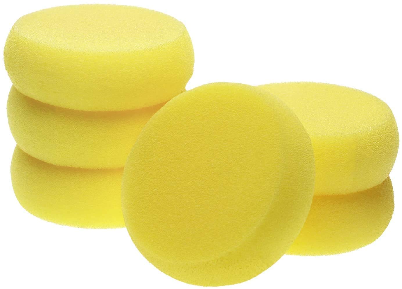 Qatalitic Round Sponges 6pcs 3inch Yellow Painting Sponges Synthetic Artist Sponges Watercolors Sponges for Art & Craft Pottery Clay Cleaning Ceramics Wall (Round Painting Sponges)